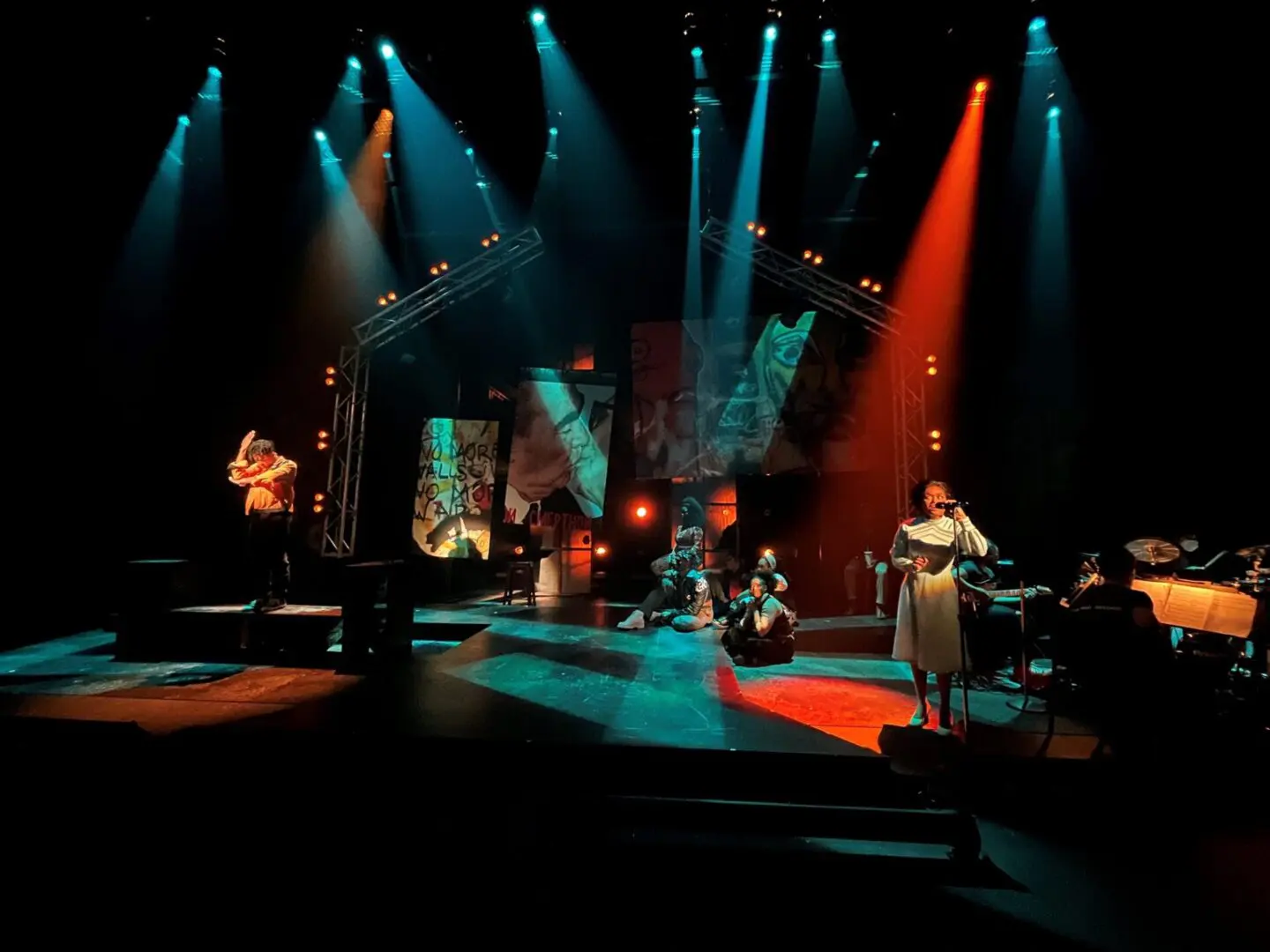 A woman performing a music concert