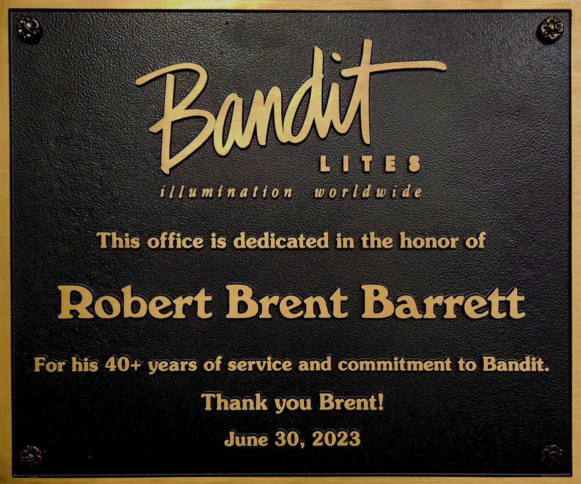 Plaque honoring Robert Brent Barrett for over 40 years of service.