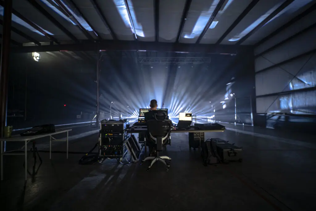 Lighting Designer John Adamo programming at Bandit Lites Venue One Rehearsal Space