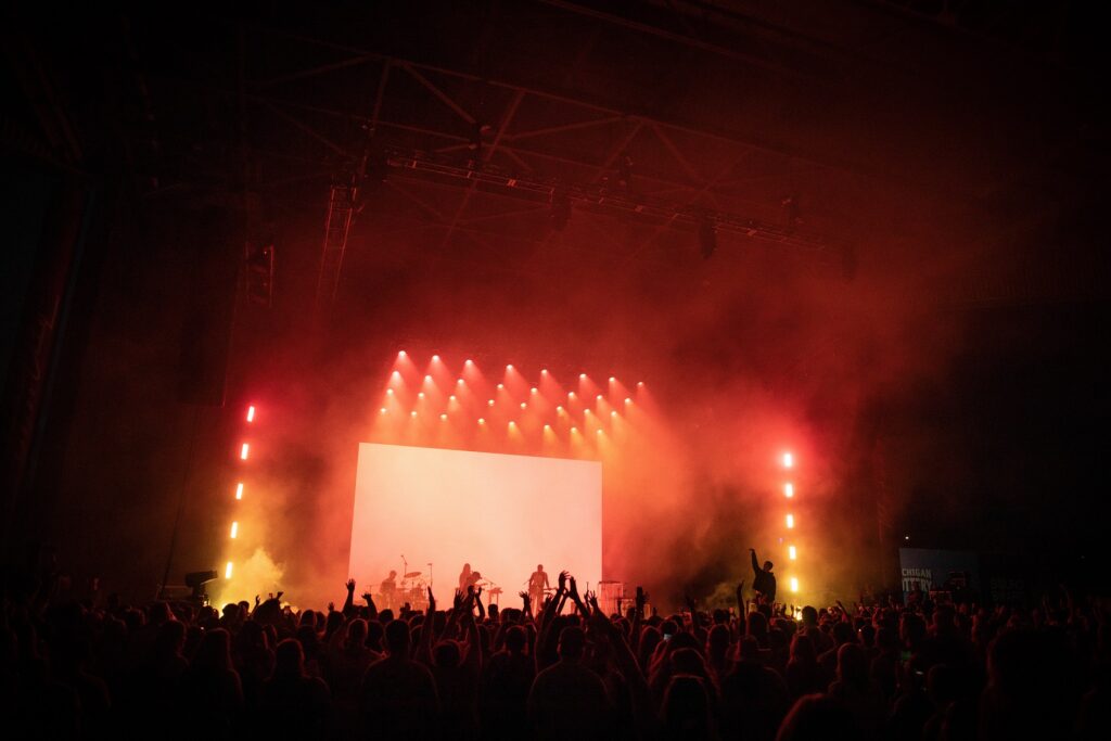 Lany performing a music concert at night