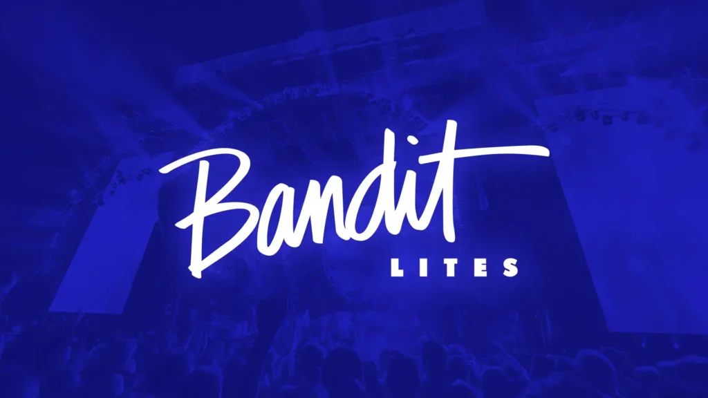 Bandit lites logo on a blue background.