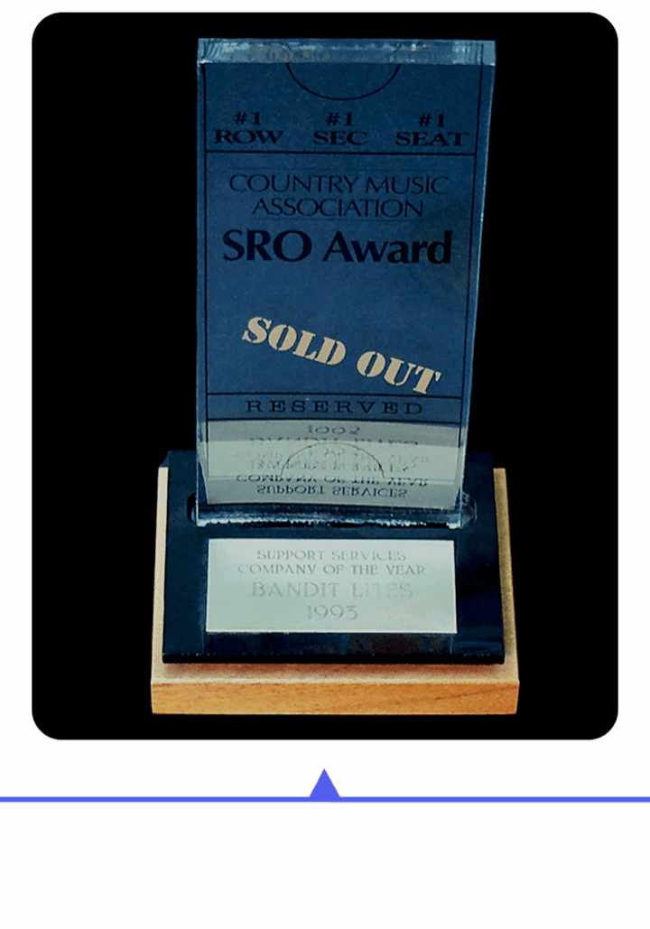 SRO Award from the Country Music Association, marked as Sold Out.