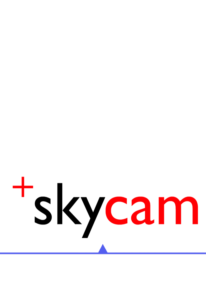 A logo featuring the word 'skycam' with 'sky' in black and 'cam' in red.
